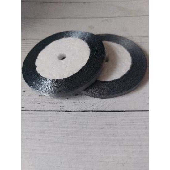 Лента атласная однотонная 0,6 см*25 ярдов цв. темно-серый, цена за катушку